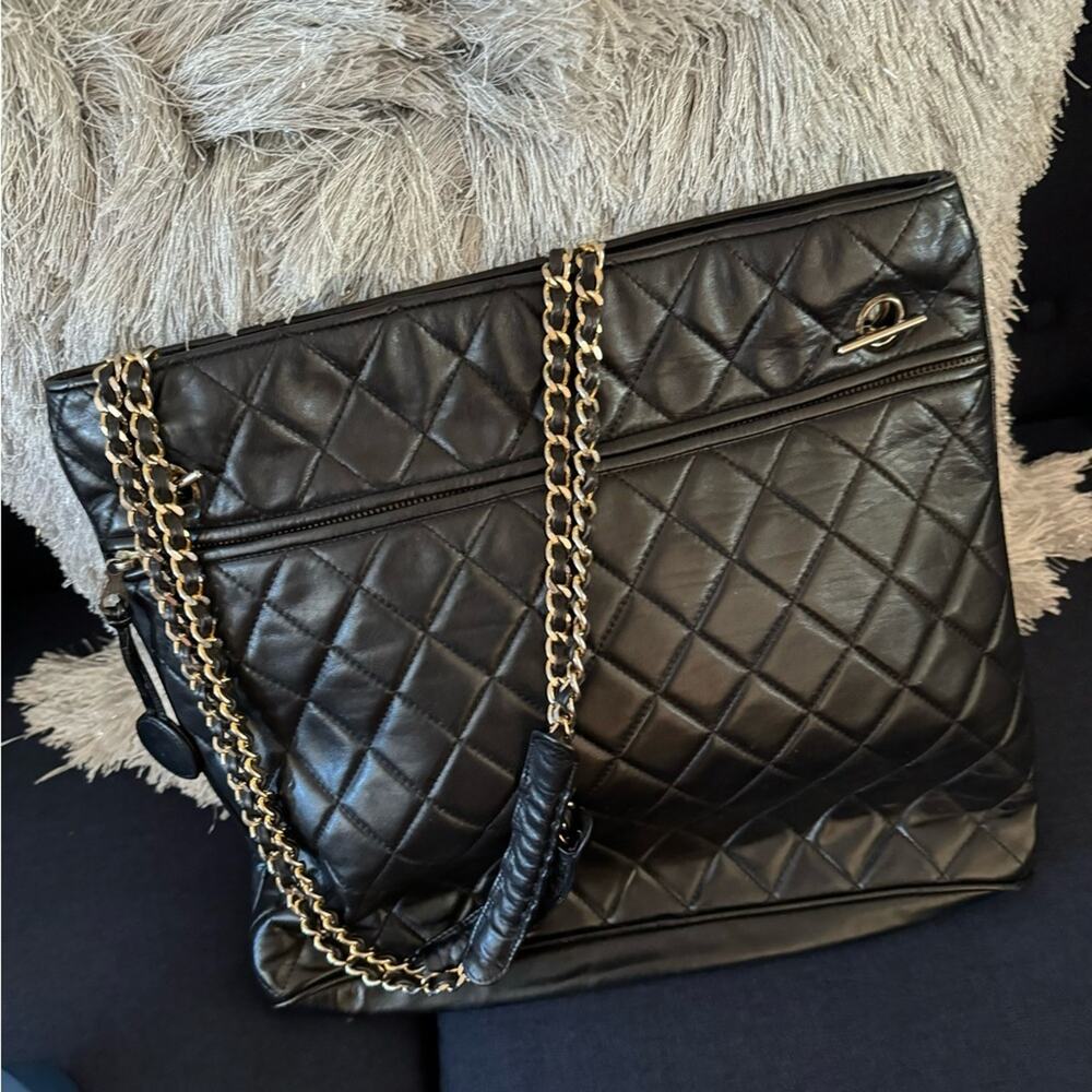 Vintage Chanel Tote- Lambskin Quilted Leather—-Posh will authenticate